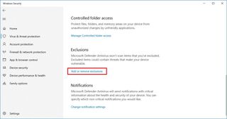 Exclude folder locations on Microsoft Defender Antivirus