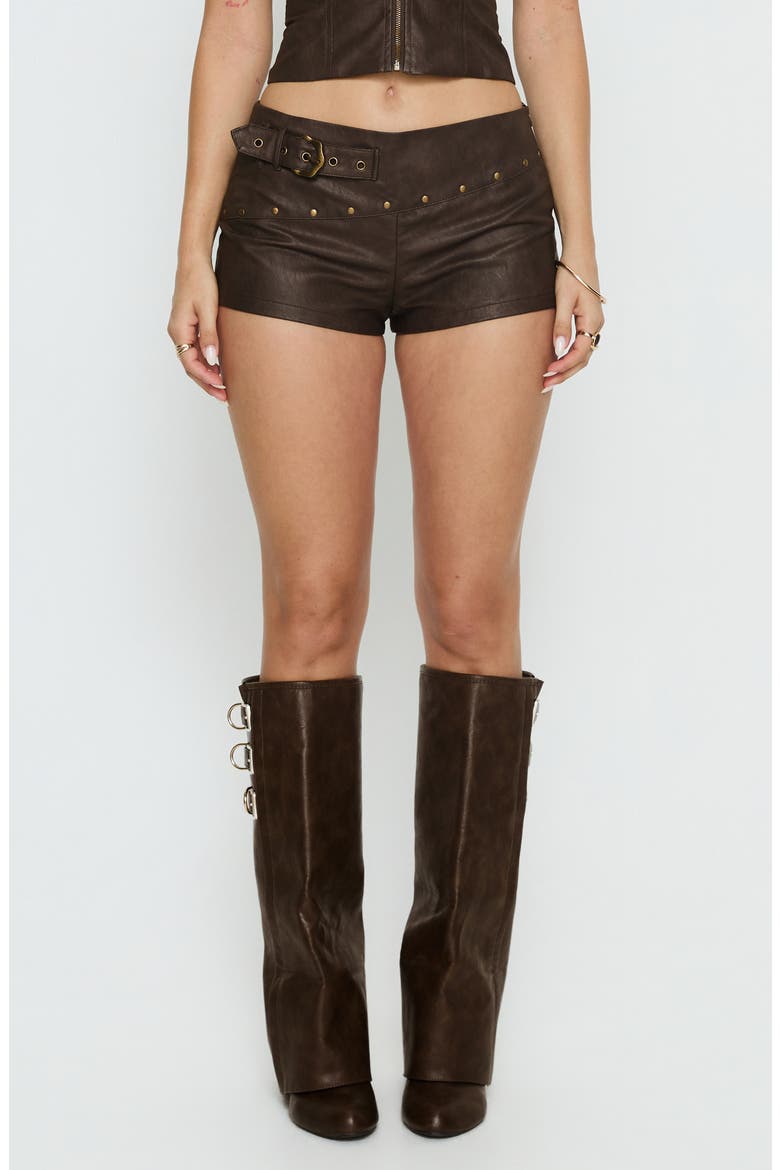 Romey Stud Faux Leather Shorts