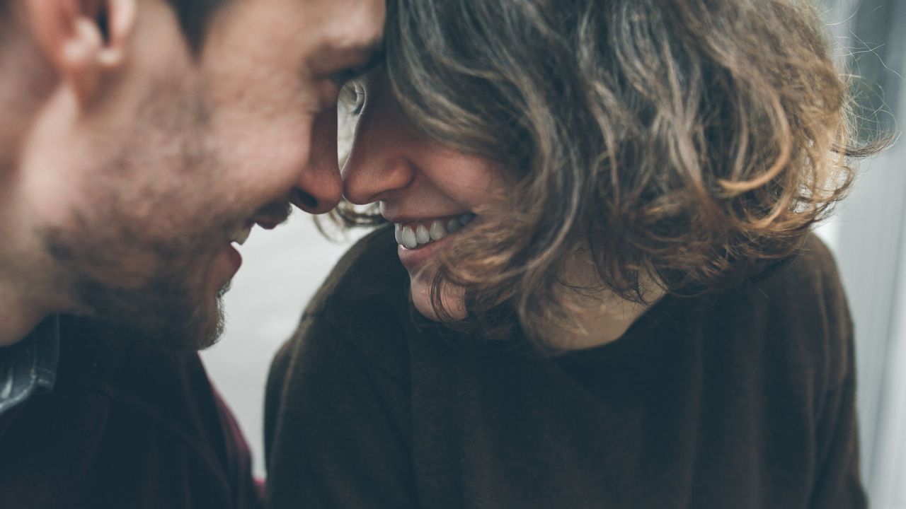 Hair, Nose, Interaction, Facial hair, Friendship, Love, Cheek, Smile, Forehead, Beard, 