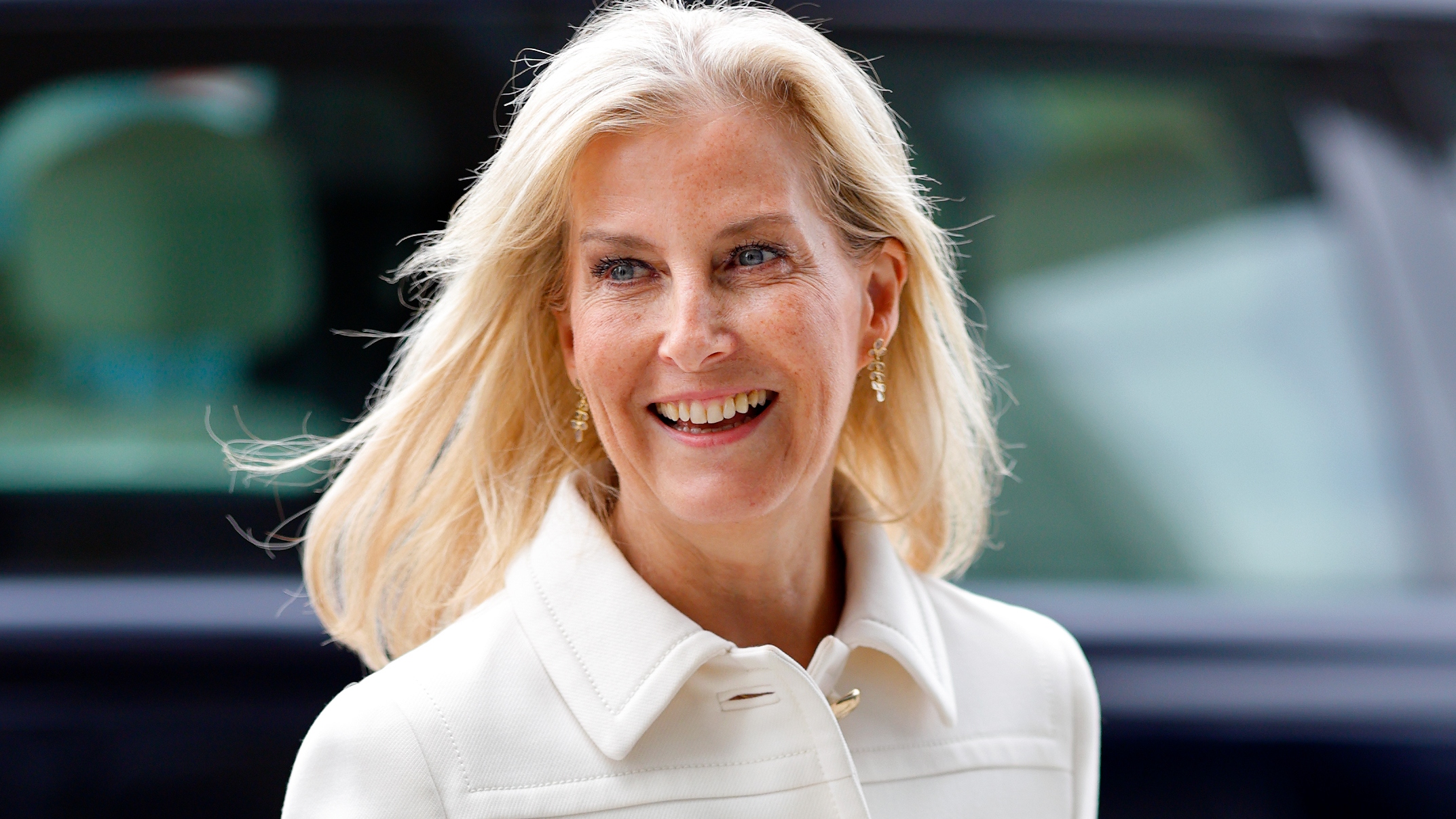 Sophie, Duchess of Edinburgh arrives for a visit to Airbus Defence and Space on May 5, 2026