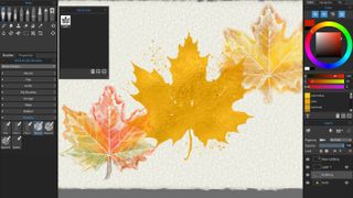 Rebelle 7 review; a mix of leafs painted in a digital art app