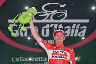 Andre Greipel (Lotto Soudal) stage 5 winner on the podium