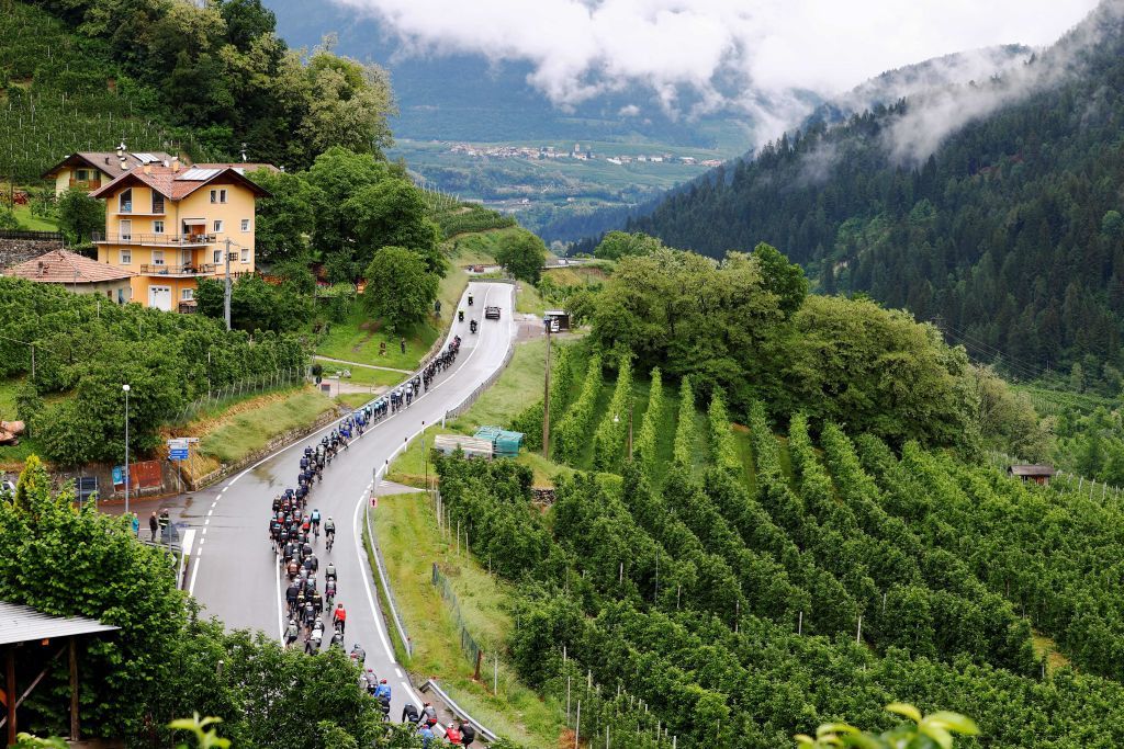 The pack rides on the Tonale pass during the 17th stage of the Giro dItalia 2022 cycling race 168 kilometers from Ponte di Legno to Lavarone on May 25 2022 Photo by Luca Bettini AFP Photo by LUCA BETTINIAFP via Getty Images
