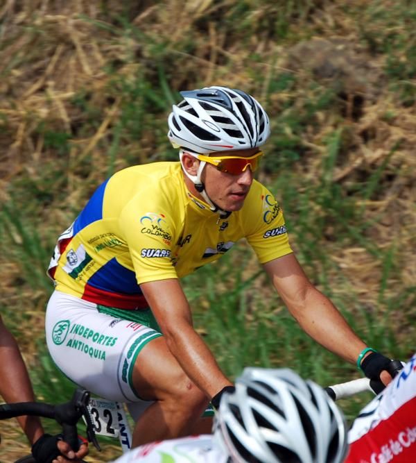 Racer leader Sergio Luis Henao (Ind Ant-Idea-Fla-Lot De Medellin) rides in yellow
