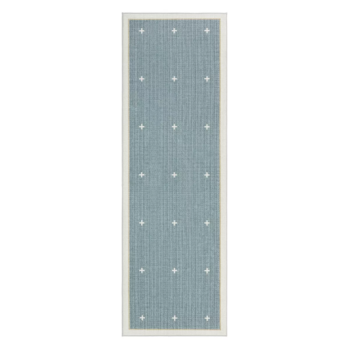 2'x6' Blue Area Rugs for Living Room Bedroom Modern Cross Pattern Rug Washable Bordered Carpet Low Pile Non-Slip Accent Rug for Dining Room