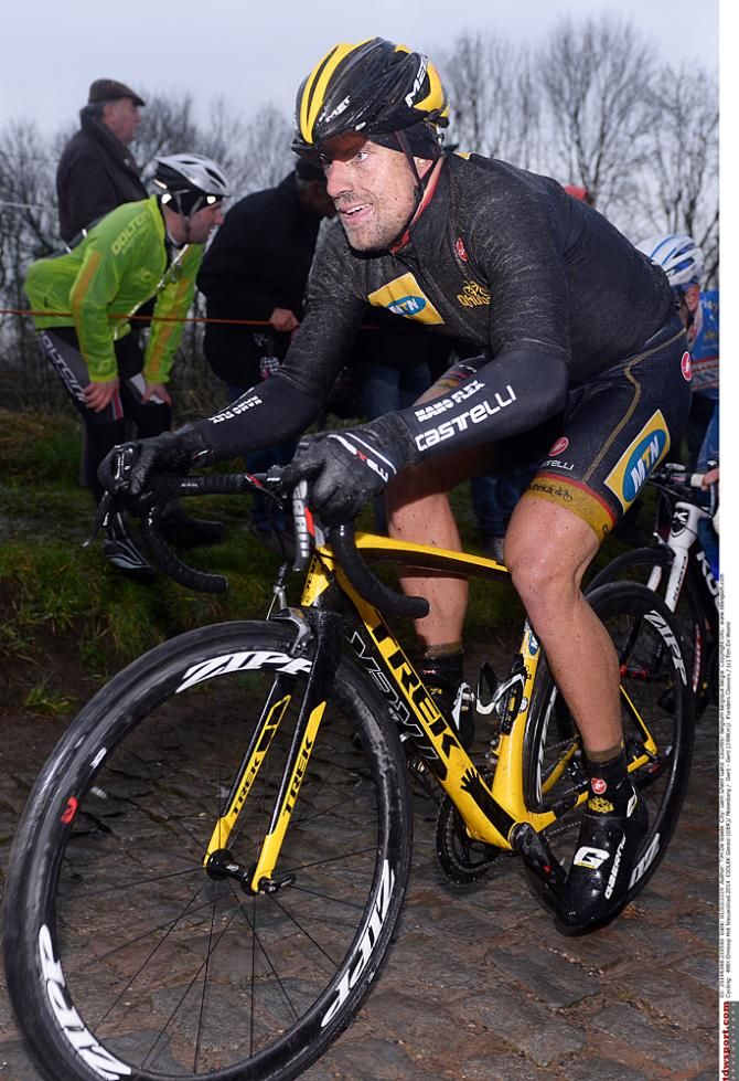2013 Milan-Sanremo winner Gerald Ciolek didn't bother with leg warmers despite the cold in Omloop Het Nieuwsblad