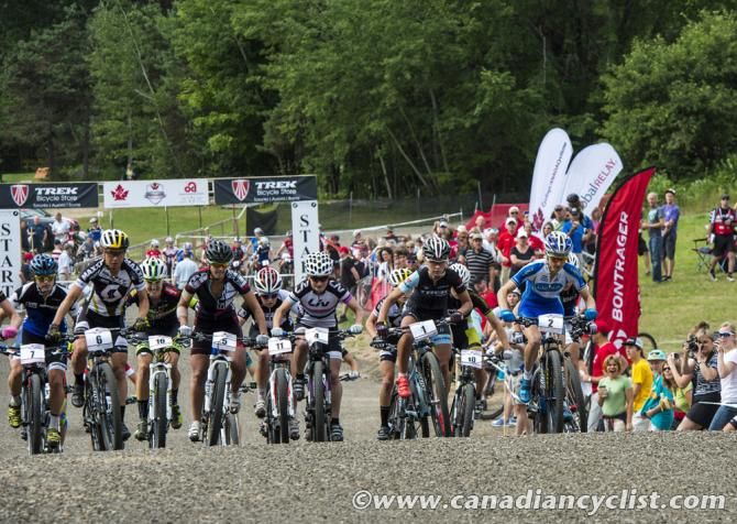 Women start with Catharine Pendrel and Emily Batty at the front