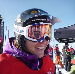 World Cup Champion downhill racer, Sabrina Jonnier, of Hyères, France, prepares to race the women's Val d'Allos Urge Ski Enduro