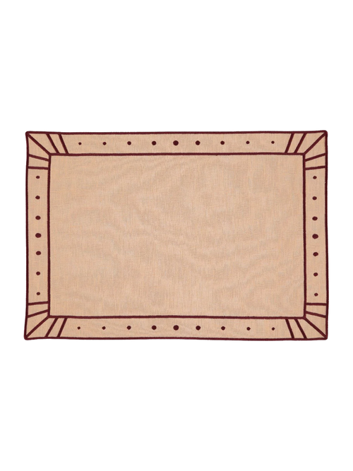 Belle Nuit Linen Placemat in Salmon and Bordeaux