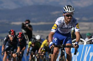 Team Deceuninck rider Frances Julian Alaphilippe rides ahead of the pack at the end of the 6th stage of the 107th edition of the Tour de France cycling race 191 km between Le Teil and Mont Aigoual on September 3 2020 Photo by Marco Bertorello AFP Photo by MARCO BERTORELLOAFP via Getty Images