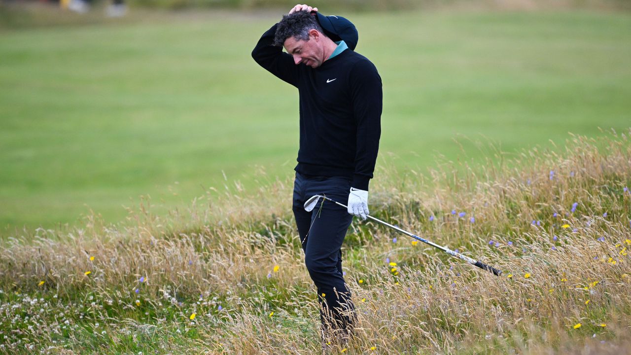 rory mcilroy looks disappointed at the open at royal troon