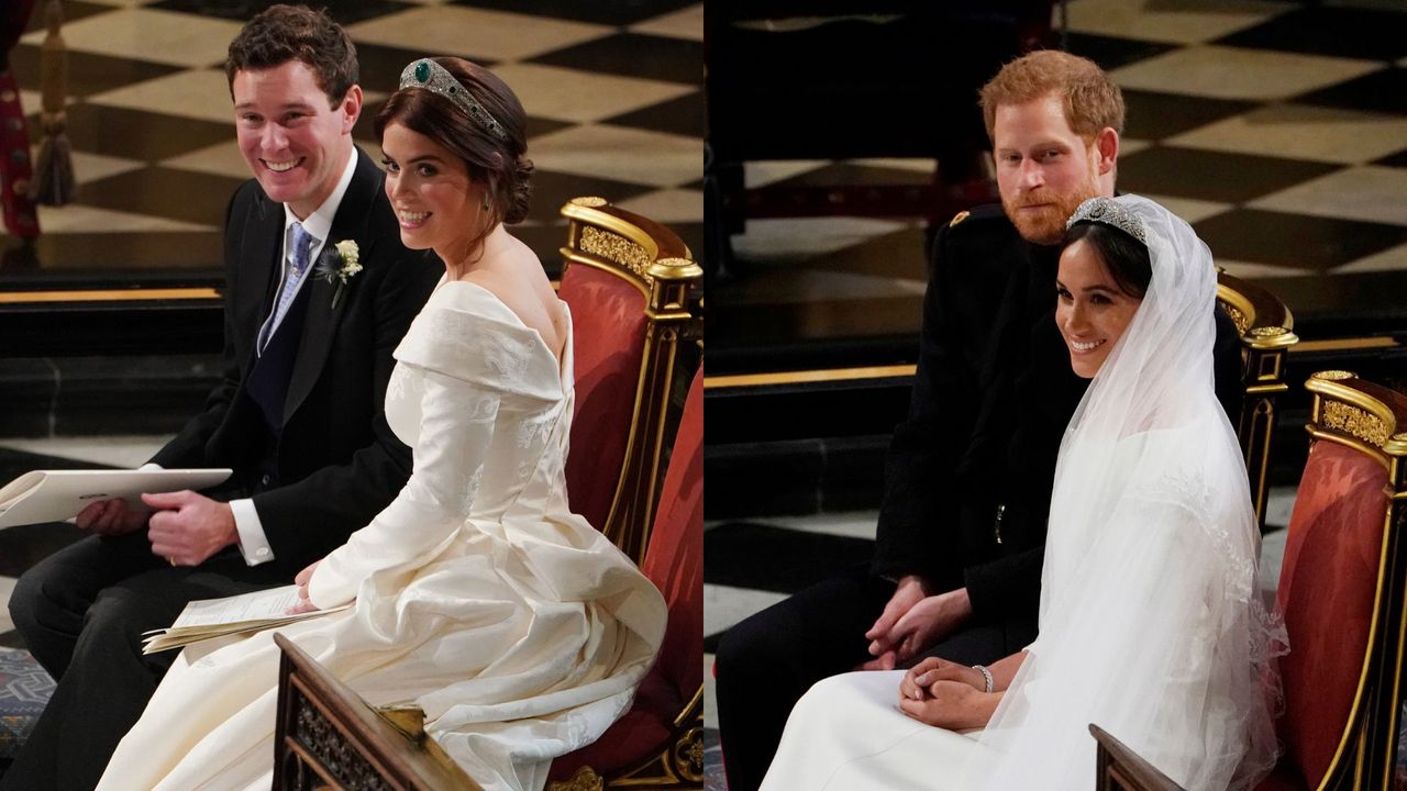 Princess Eugenie&#039;s wedding seen here side-by-side with Prince Harry&#039;s wedding