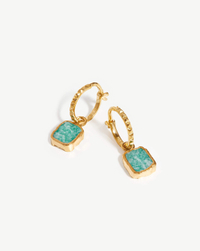 Amazonite Gold Mini Pyramid Charm Hoop Earrings: $115 $80.50