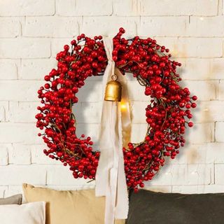 red faux berry wreath
