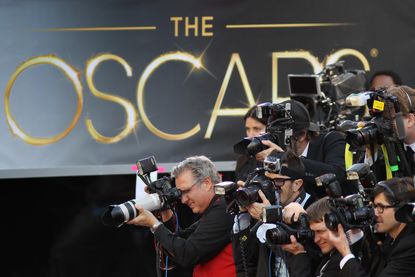 Photographers on the Oscars red carpet.