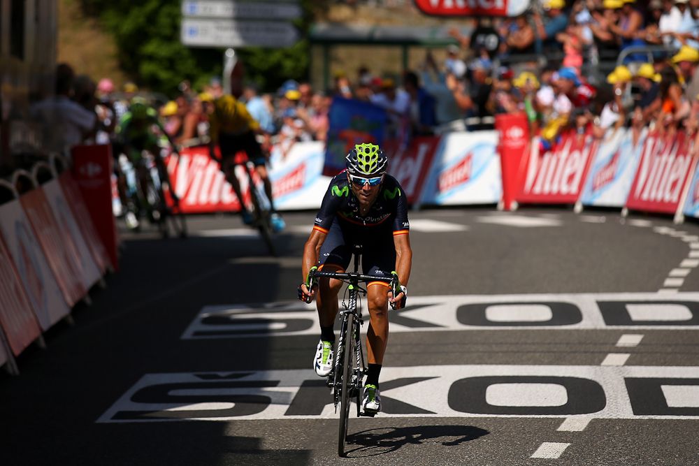 Alejandro Valverde finishes stage 11.