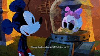 Disney Epic Mickey: Rebrushed screenshot featuring a horrifying-looking Daisy