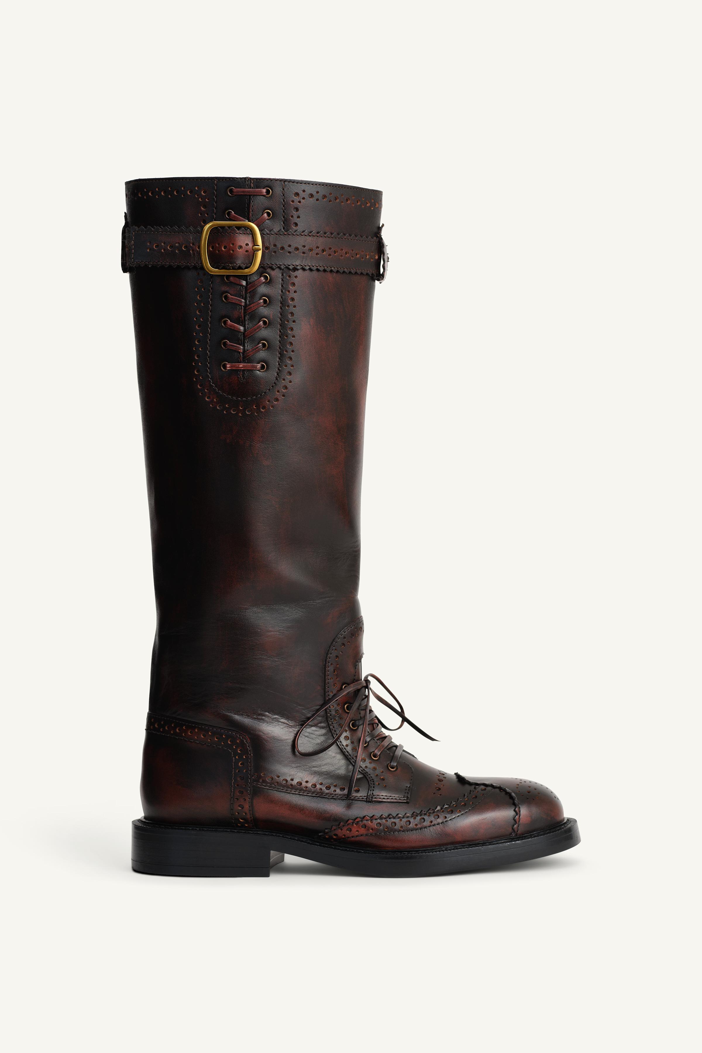 Perforated Leather Tall Boots Limited Edition