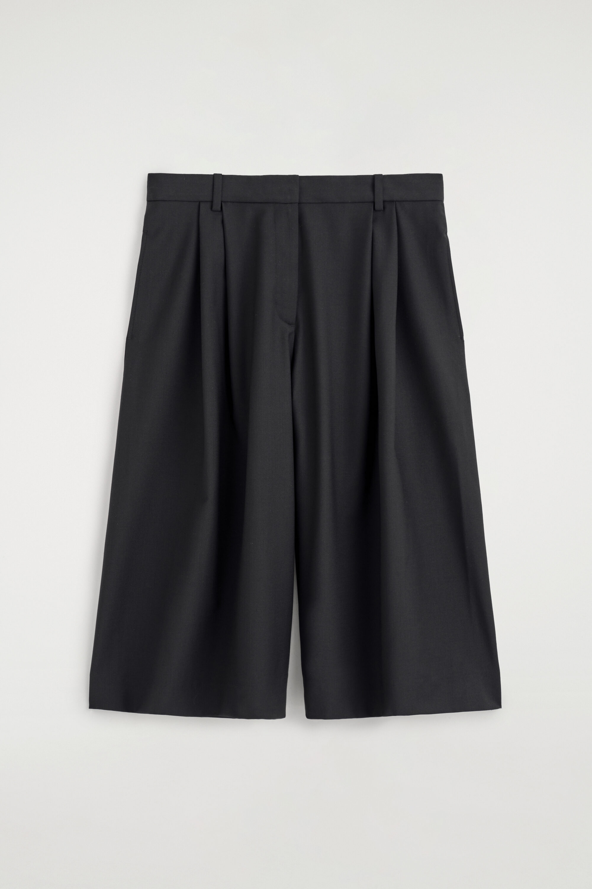 Pleated Wool-Blend Culottes