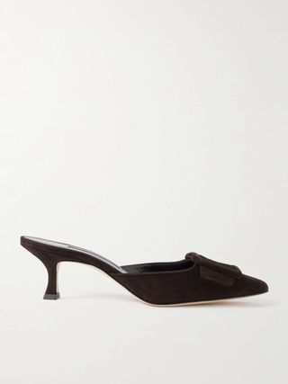 Maysale 50 Buckled Suede Mules