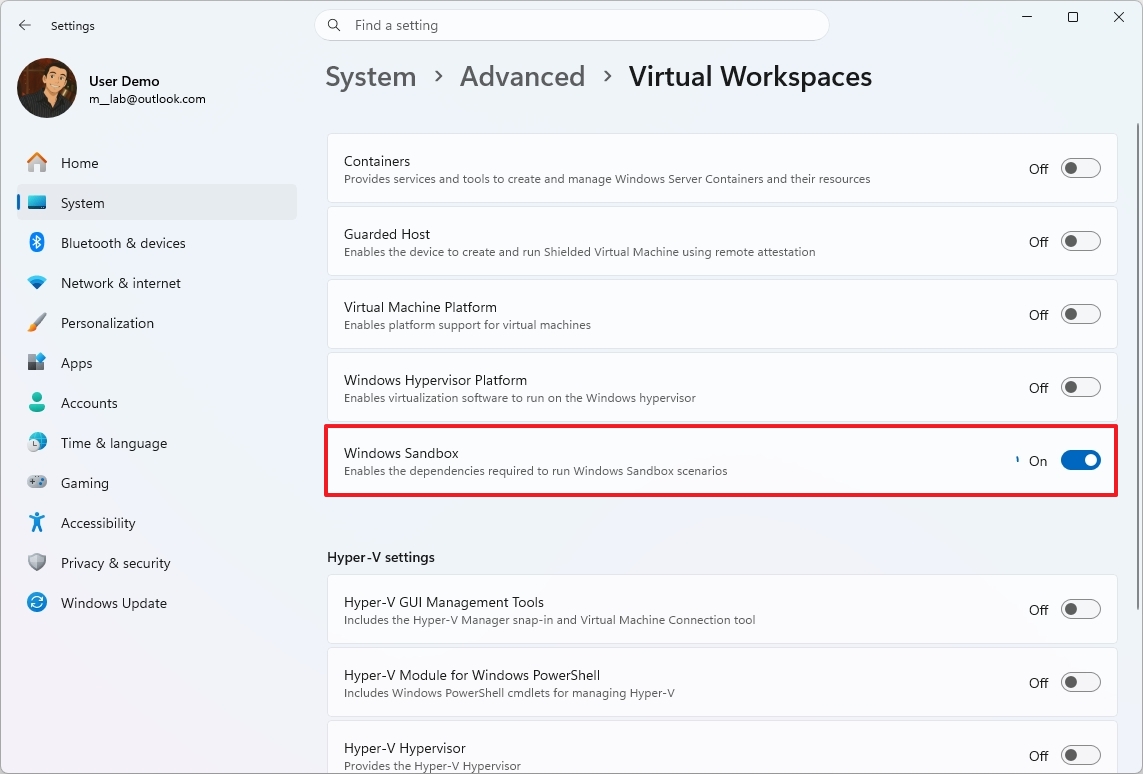 Enable Windows Sandbox