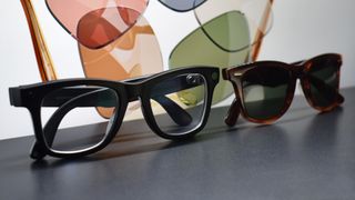 Photograph of Ray-Ban Meta smart glasses and vintage Ray-Ban sunglasses side-by-side.