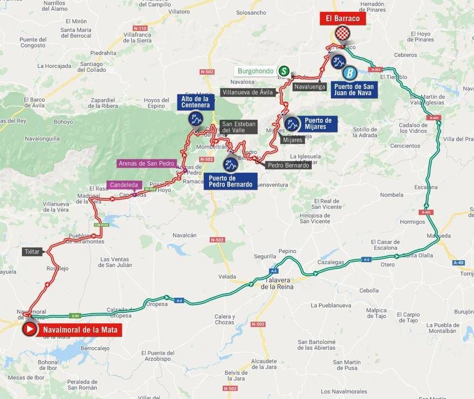 Map stage 15 of 2021 Vuelta a Espa&ntilde;a