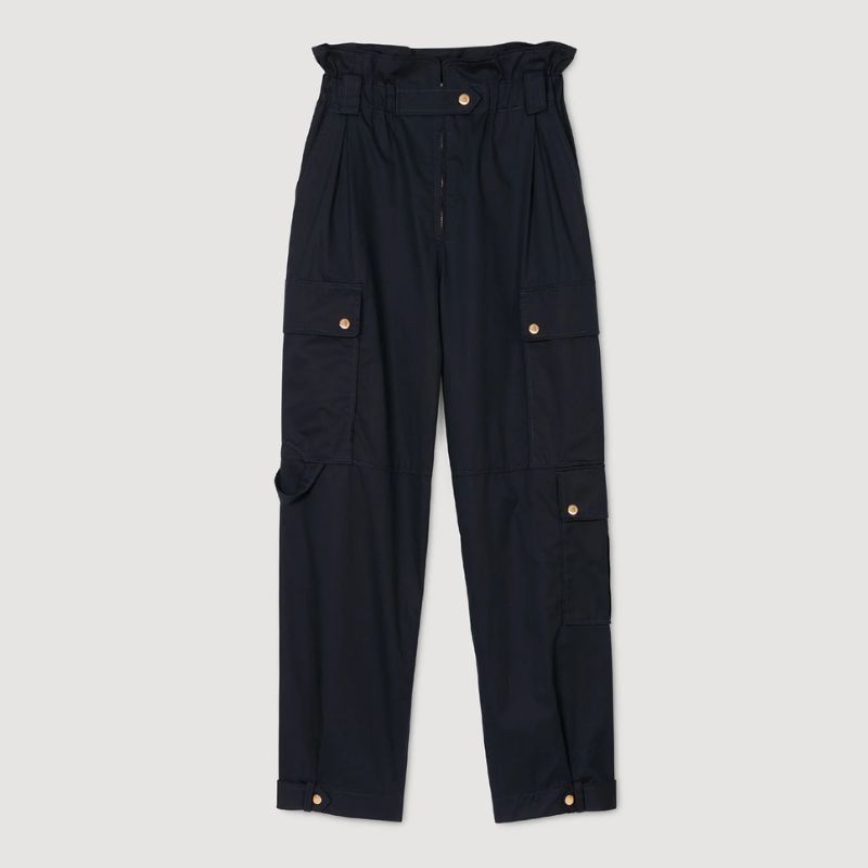 navy cargo pants gold poppers