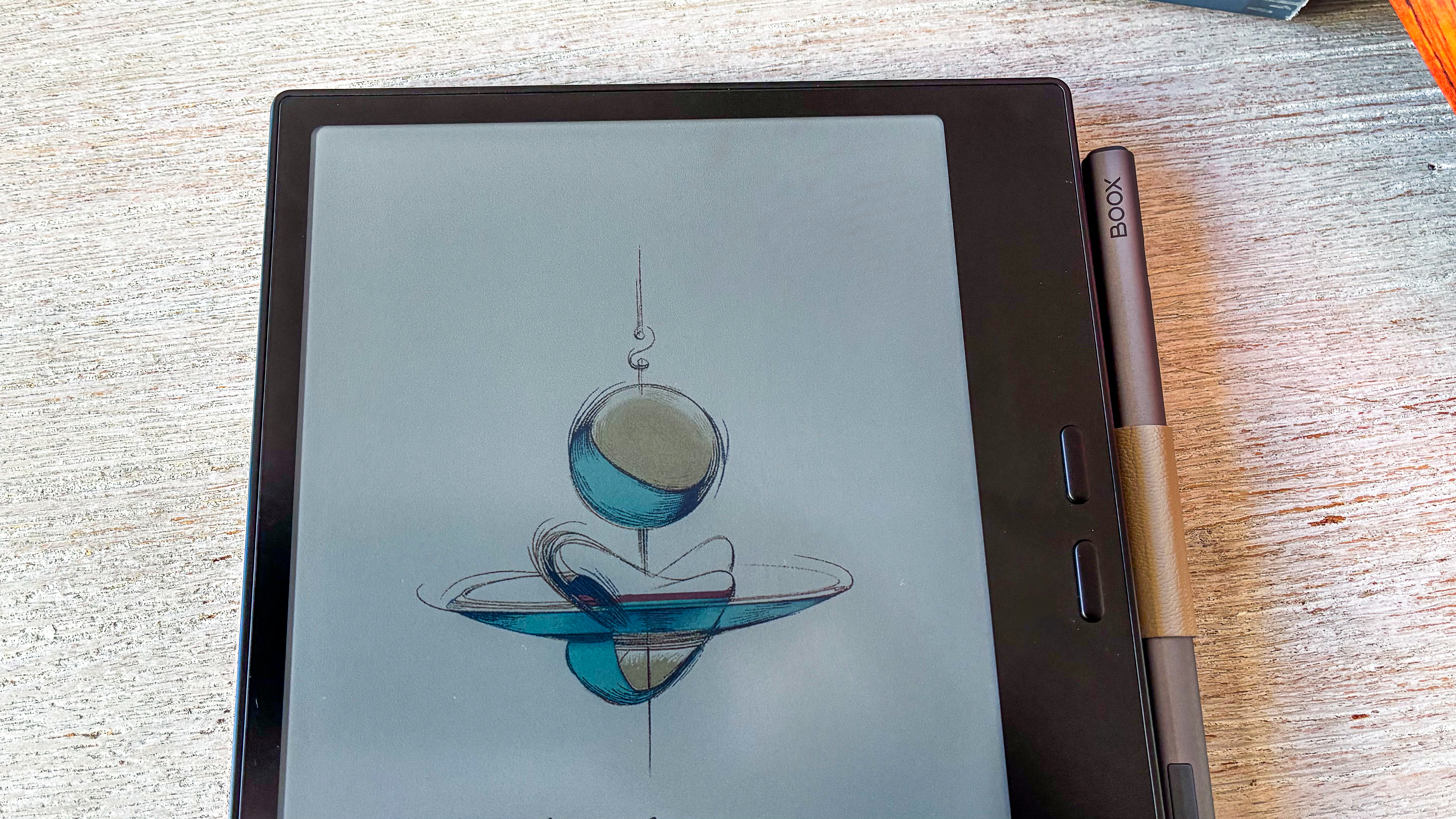 The Boox Go Color 7 Gen II and Boox InkSense stylus on a table