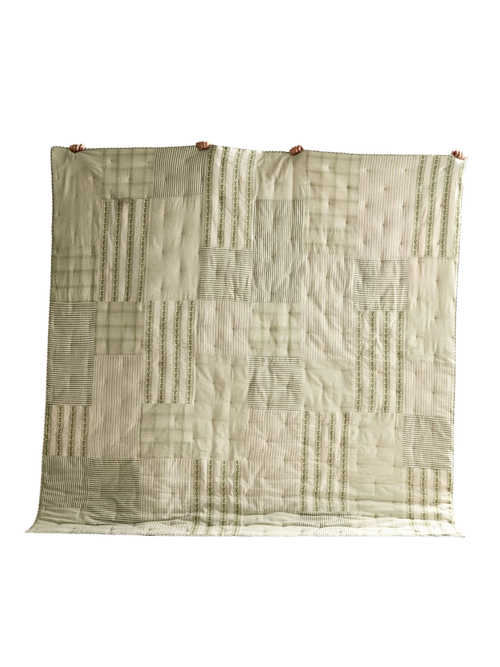 Kala Cotton Embroidered Patchwork Quilt & Shams, Queen