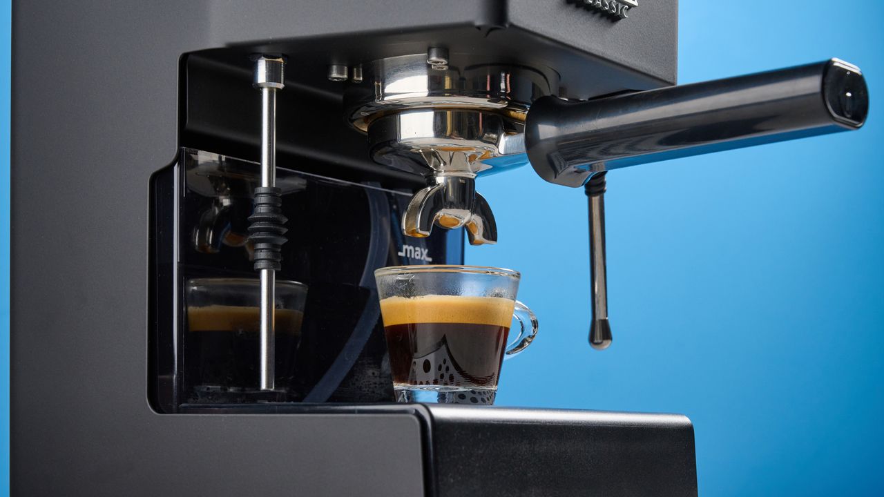 The Gaggia Classic E24 Evo Pro after pouring espresso
