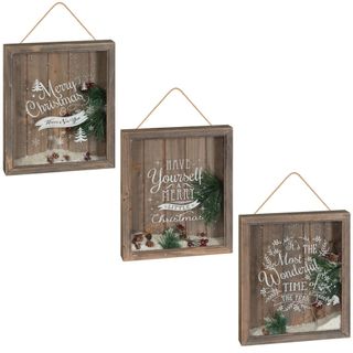 wood frame with christmas slogans and white background