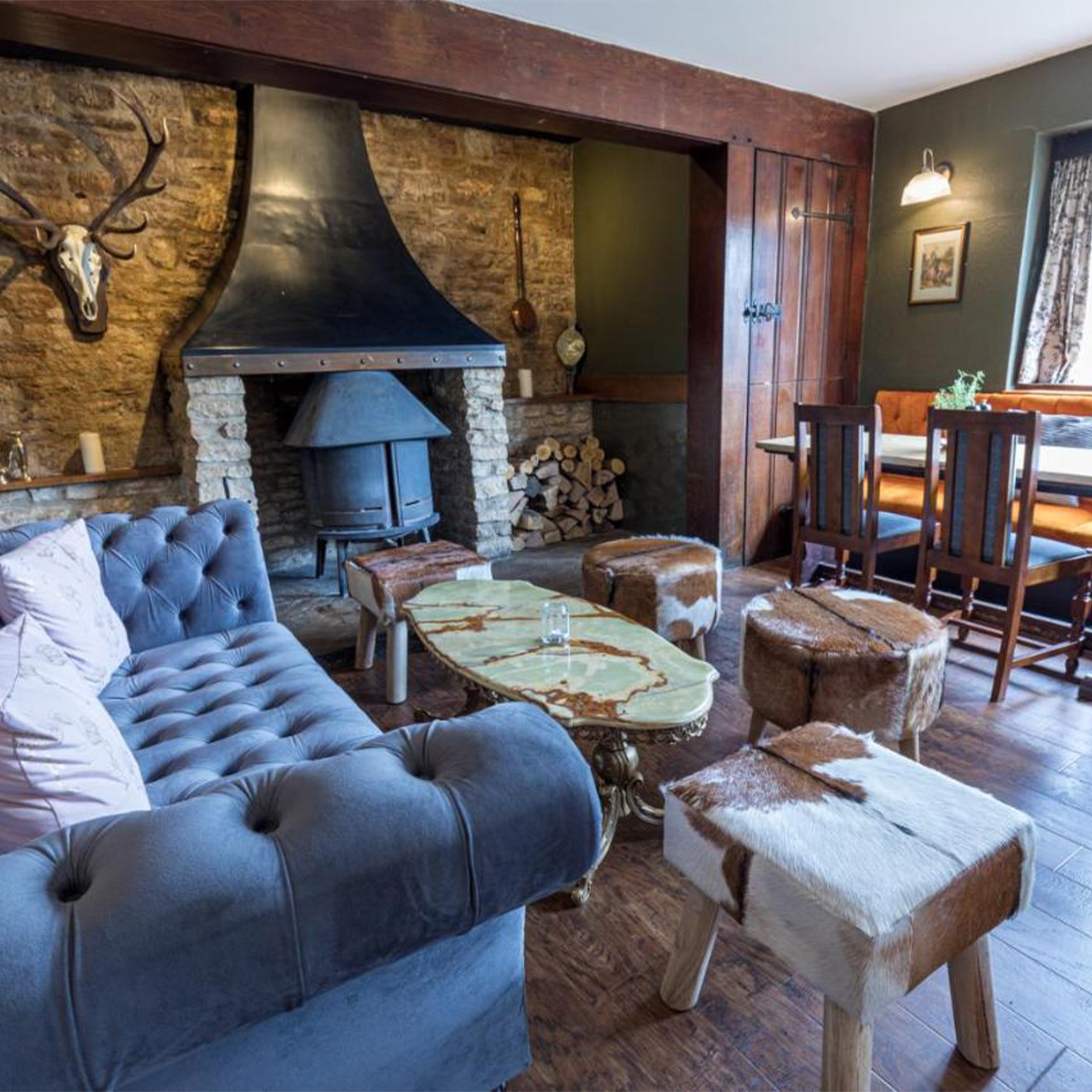 Cosy seating area by a log burner