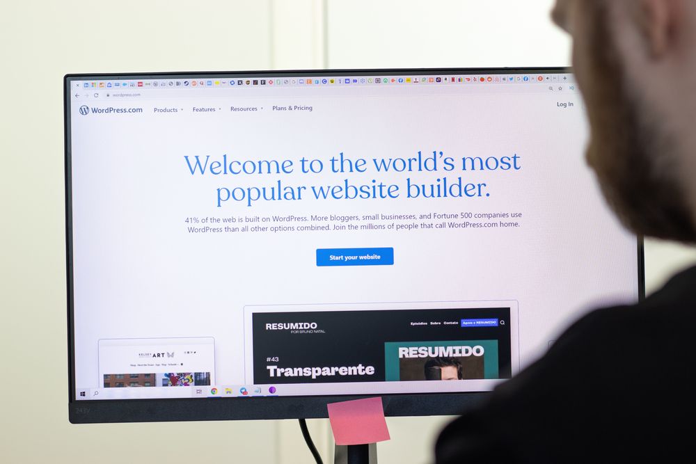 A user with WordPress on their desktop computer