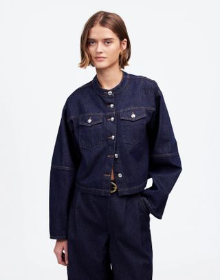 Cocoon-Sleeve Denim Lady Jacket