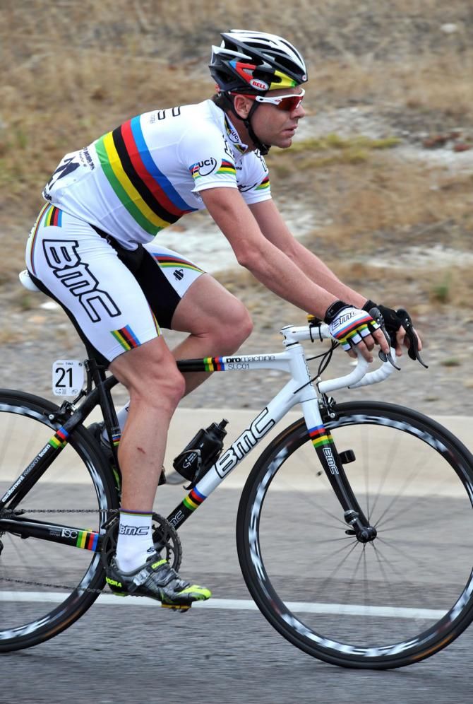 Cadel Evans in the rainbow jersey in 2010