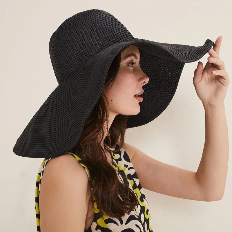Oversized Straw Hat on model 