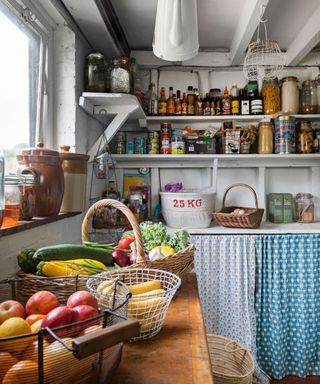 Rustic retro pantry in Grade II listed farmhouse in Sussex