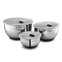 HexClad Stainless Mixing Bowl Set with Vacuum Seal Lids HexClad Stainless Mixing Bowl Set with Vacuum Seal Lids