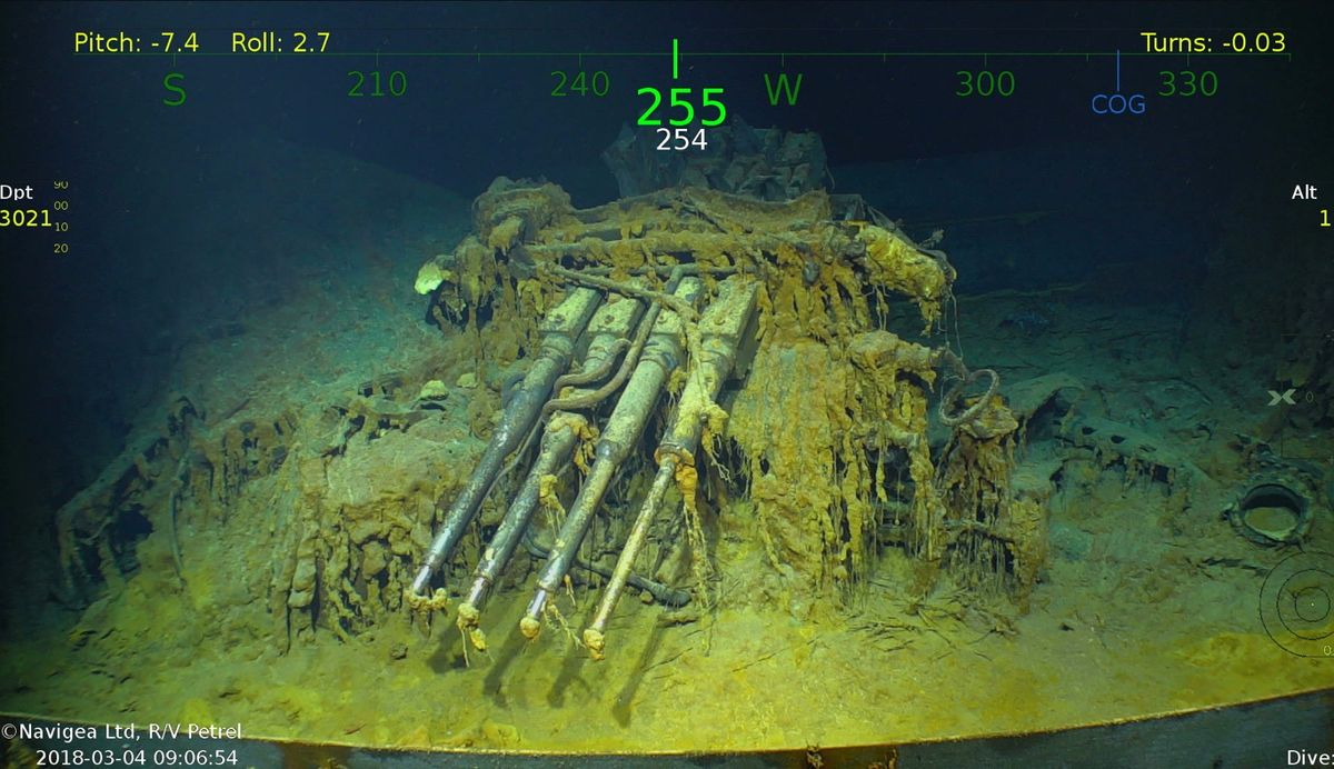 Here, one of the USS Lexington&#039;s anti-aircraft guns, discovered by Paul Allen&#039;s company.