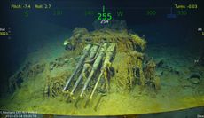 Here, one of the USS Lexington's anti-aircraft guns, discovered by Paul Allen's company.