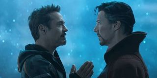 Robert Downey Jr. and Benedict Cumberbatch in Avengers: Infinity War