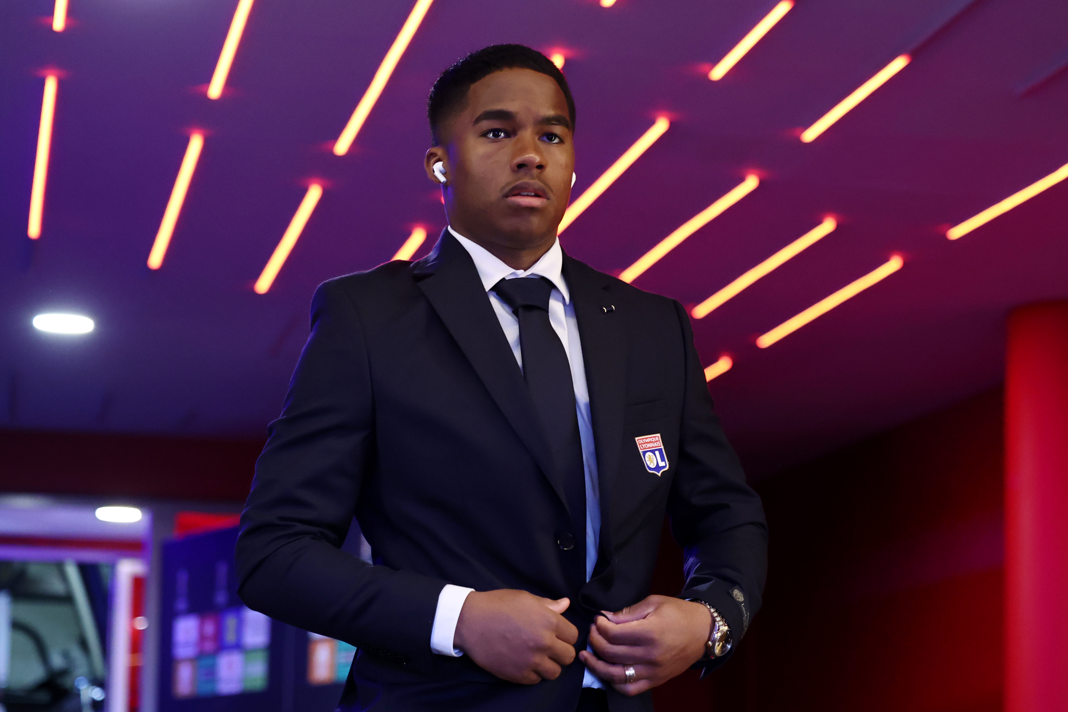 DECINES-CHARPIEU, FRANCE - MARCH 19: Endrick of Olympique Lyonnais arrives at the stadium prior to the UEFA Europa League 2025/26 Round of 16 Second Leg match between Olympique Lyonnais and Real Club Celta at OL Stadium on March 19, 2026 in Decines-Charpieu, France. (Photo by Catherine Steenkeste - UEFA/UEFA via Getty Images)