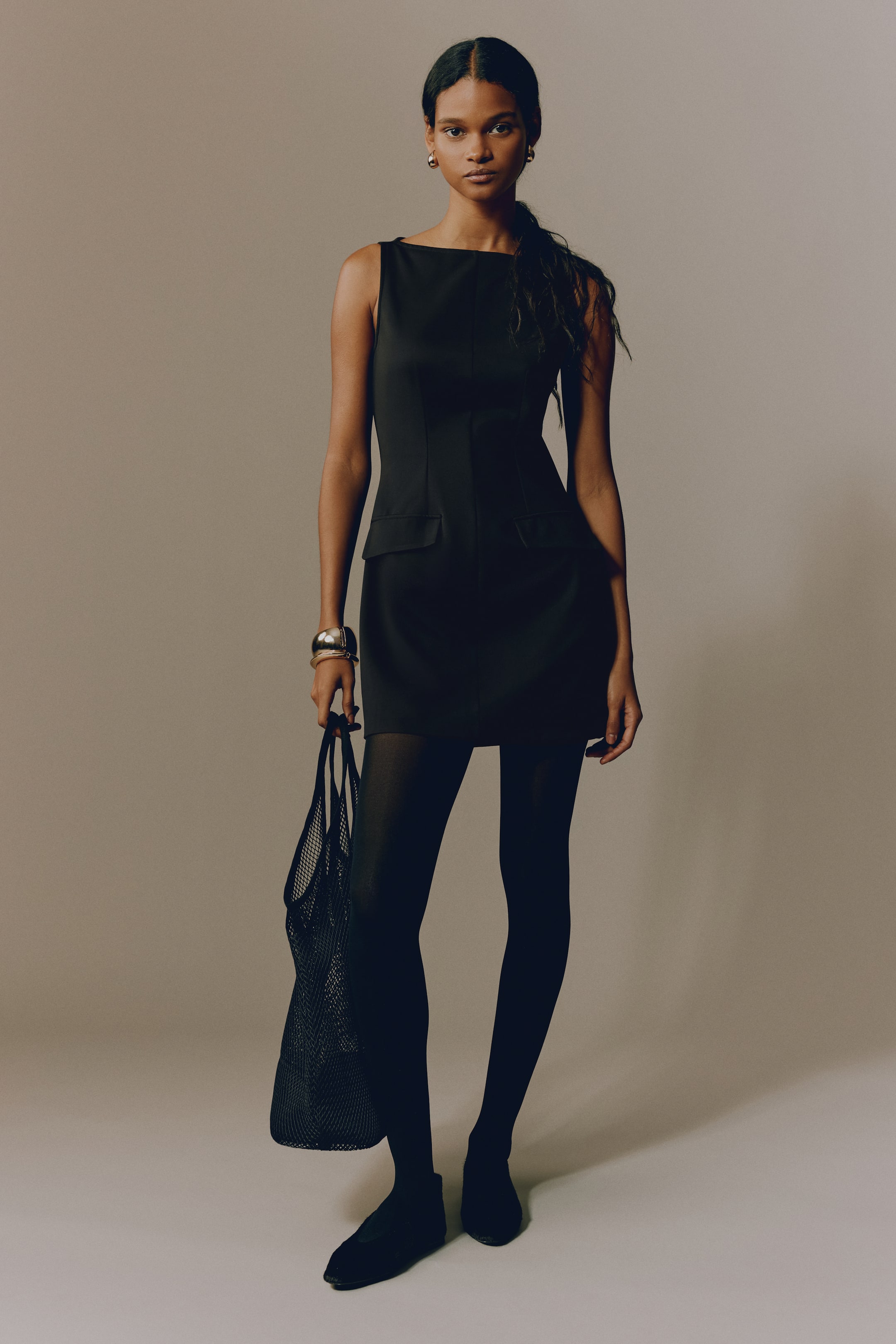 Boat-Neck Dress - Black