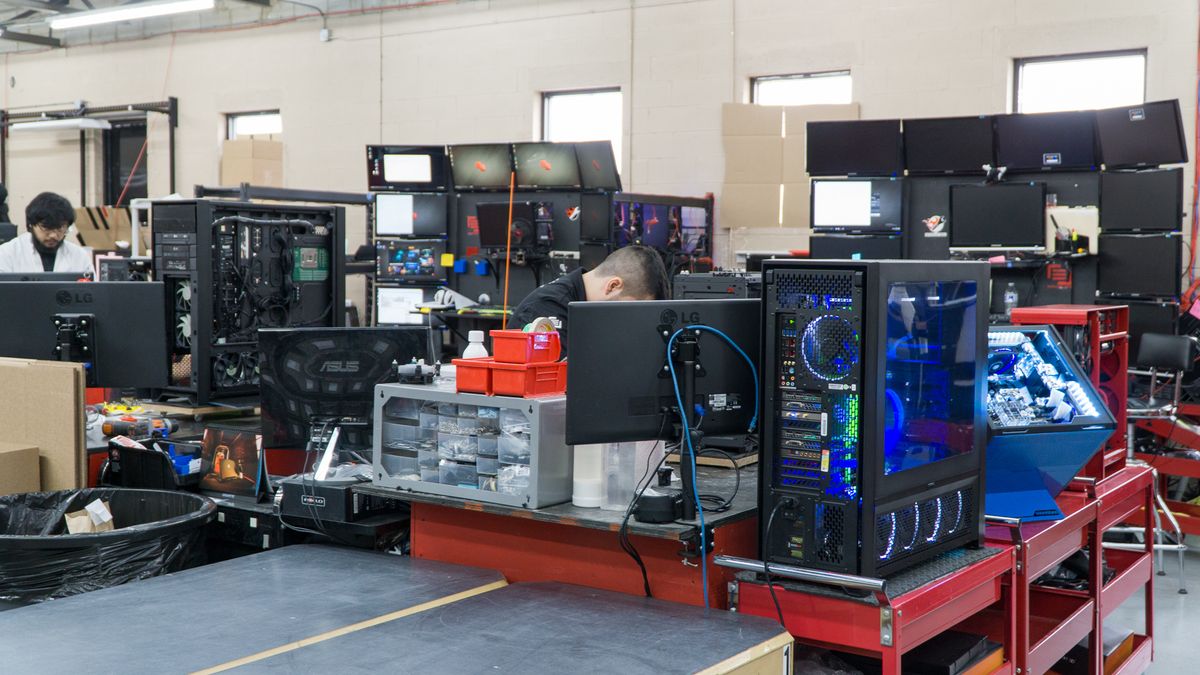 Your first sight stepping into Maingear's assembly area. There are three such building stations.