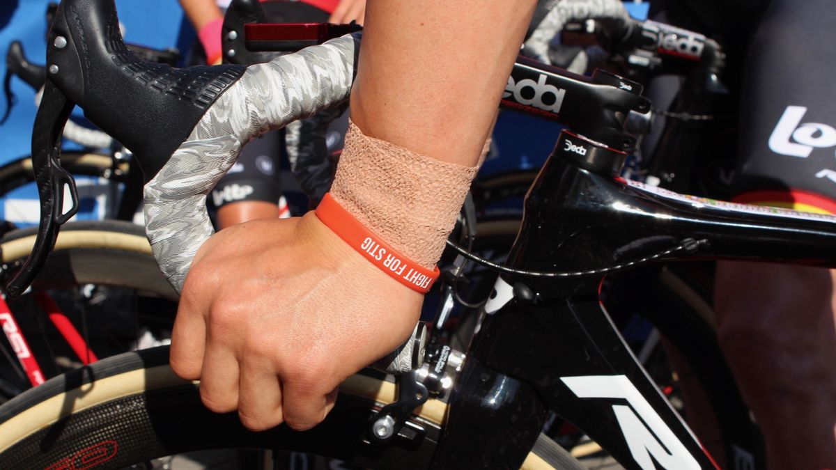 Many riders wrap their wrists to minimize the jarring across the stones
