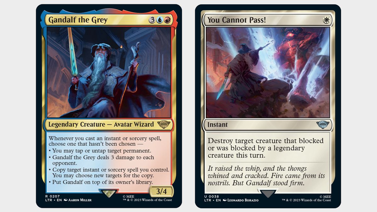 Gandalf the Grey and You Cannot Pass! cards from MTG Lord of the Rings