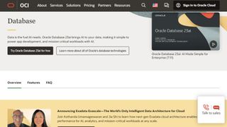 Website screenshot for Oracle Database