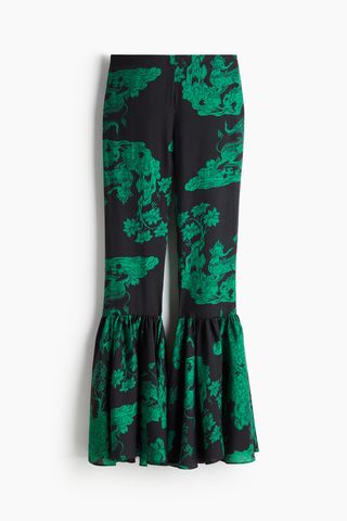 H&M x The White Lotus, Patterned Ruffle-Trimmed Pants