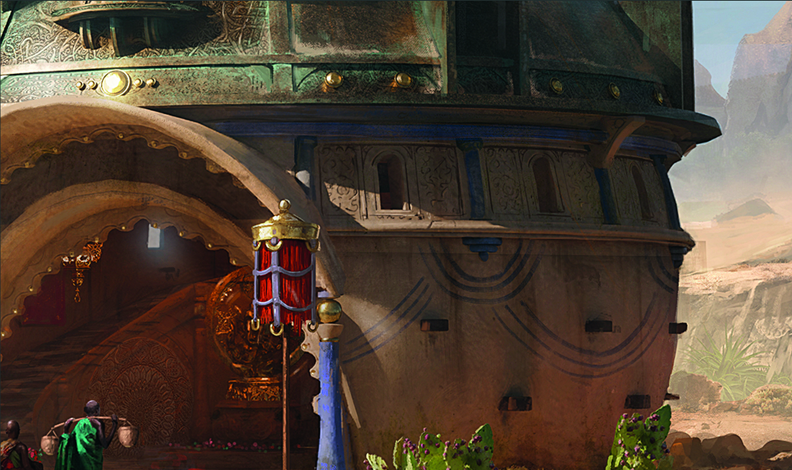 Paint believable environments; temple